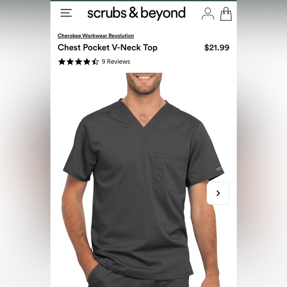 Pewter v-neck men’s scrub top NWT IN PACKAGING - Picture 1 of 5